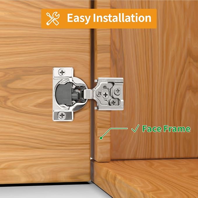 Chibery 8 Pack 3/4" Overlay 3D Soft Close Concealed Hinge for Face Frame Door, Satin Nickel, Hidden 105 Open Angle Stainless Steel Hinge for Kitchen Cabinet Door