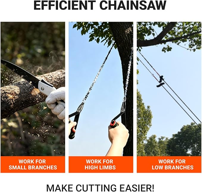 High Limb Rope Saw 55 inch Rope Saw for Tree Saw High Limb and Folding Camping saw, Pocket chainsaw with 11OZ Throw Weight, Hand Saws for Tree Trimming