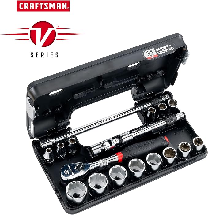 CRAFTSMAN V-SERIES Socket Set, Shallow SAE, 3/8 Inch Drive, 18 Piece (CMMT45752V) | CMMT45752V