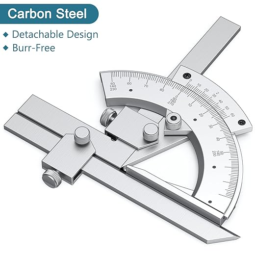 Vernier Bevel Protractor 0-320° Accuracy 0.02° Fine Tuning Carbon Steel Protractor with Storage Box,Angle Measuring Tool for Woodworking Carpenter Construction DIY