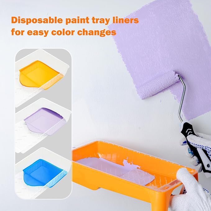 Mister Rui Paint Tray Liner, 4 Inch-10 Pieces, Plastic Paint Tray with Liners, Small Paint Trays, Disposable Paint Trays 4 Inch, Paint Pan Liners for Home Decor, House Painting