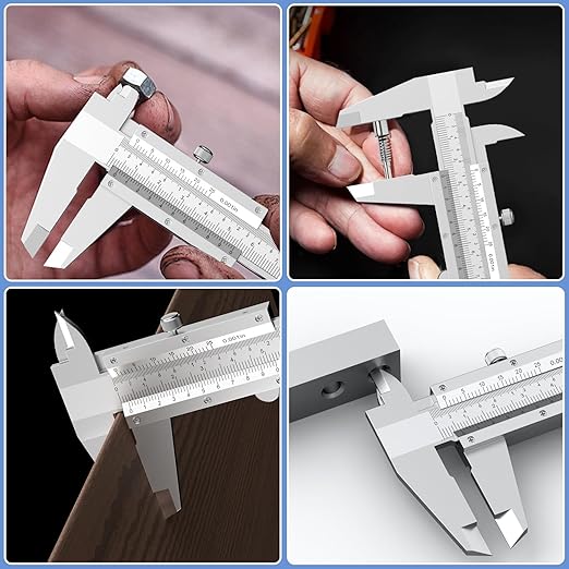 HDLNKAK Vernier Caliper 6 Inch + Stainless Steel Feeler Gauge 32 Blade, 6" Stainless Steel Non Digital Caliper, 0-6Inch/0-150mm，0.02mm/0.001" High Precision Caliper