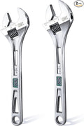 SK 2-Piece Adjustable Wrench Set, 10-Inch, 12-Inch, SAE & Metric Scales | X-Frame Handle, Precision Jaw, Heat Treated CR-V Steel, Chrome-Plated Rust Resistant Finish