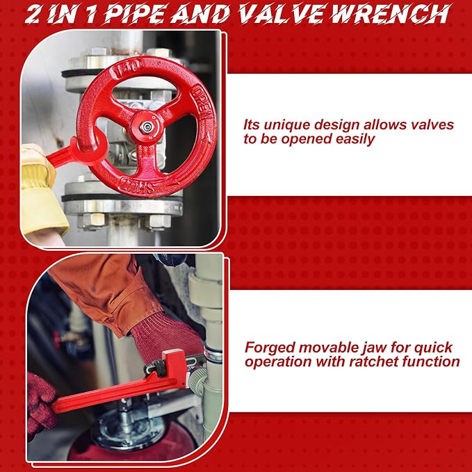 Lasnten 2 Pcs Double Ended Valve Wrench Pipe and Valve Wrench Refinery Wheels Pipe Capacity for Protecting from Damage (8 Inch and 10 Inch)