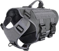 ICEFANG No Pull Tactical Dog Harness for X-Large Dogs,Adjustable Dog Vest | Control Handle,MOLLE Panel,Front Hook,3 Leash Clips,Soft Padded,for walking training,Grey,X-Large