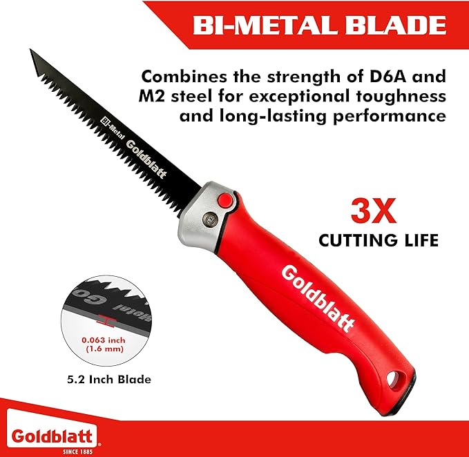 Goldblatt Folding Drywall Saw, Jab Saw, Hand Saws with Soft Grip Handle, Sheetrock Saws for Wallboard, Drywall, Plywood and PVC