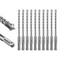 SALI 10PCS 1/4"*6" SDS Plus Rotary Hammer Drill Bit Concrete Drill Bit Kit Cross-Type Double Thread Carbide Material Suitable for Brick, Cement Walls, Stone, Hammer Drill Bits