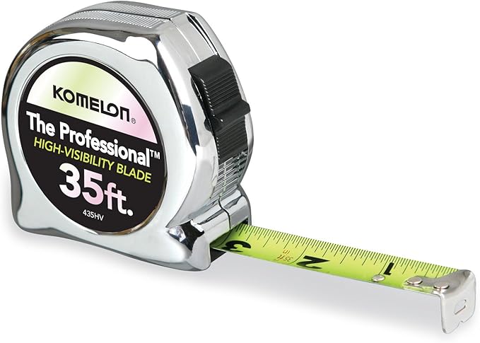 Komelon 435HV High-Visibility Professional Tape Measure, 35-Feet by 1-Inch, Chrome