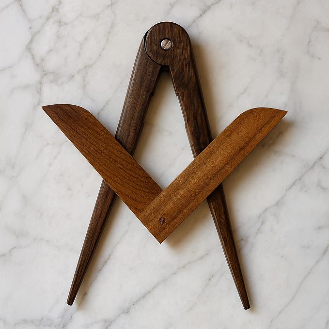 Decorative Freemason Wooden Square and Compass Set