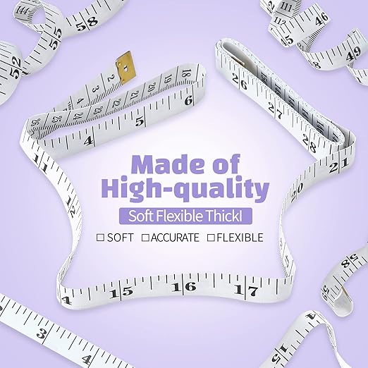 GliSun Soft Tape Measure 24 Pack Measuring Tape Bulk for Body Sewing Tailor Cloth Vinyl Measurement Craft Supplies,150cm/60inch Accurate Soft Double Scale Ruler-White