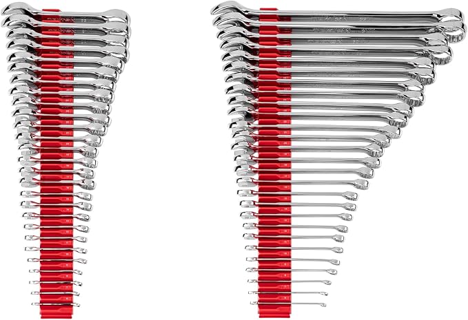 TEKTON Stubby and Standard Combination Wrench Set, 54-Piece | WCB95906 | (6 - 32 mm), Modular Organizers, Chrome Finish