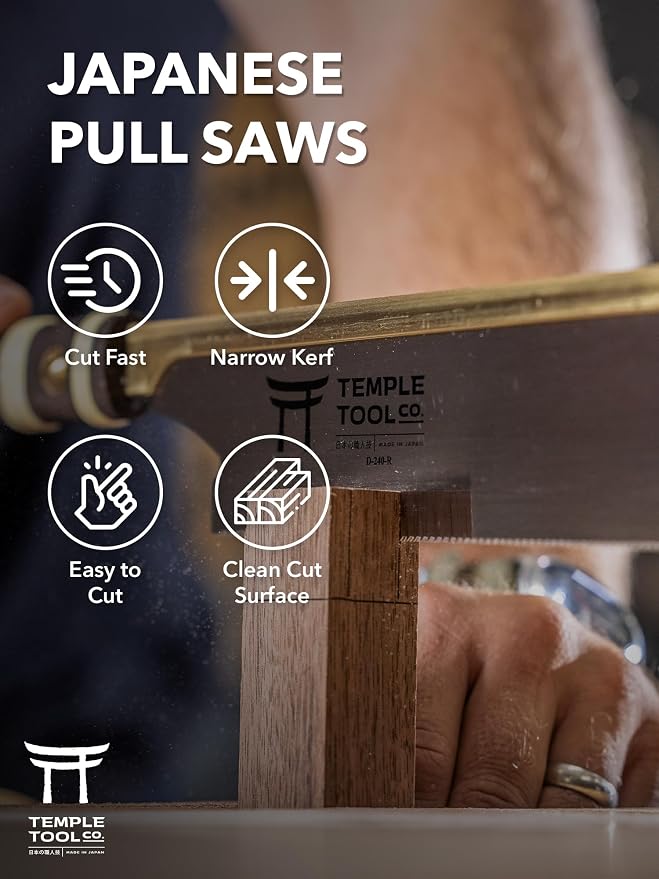 Temple Tool Co. Japanese Pull Saw - Rip-Cut 9.5 - Hand Saw for Dovetails, Tenons, Fine Joinery