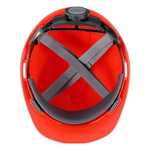 MSA 475361 V-Gard Cap Style Safety Hard Hat With Fas-Trac III Ratchet Suspension | Polyethylene Shell, Superior Impact Protection, Self Adjusting Crown-Straps Standard Size in Orange