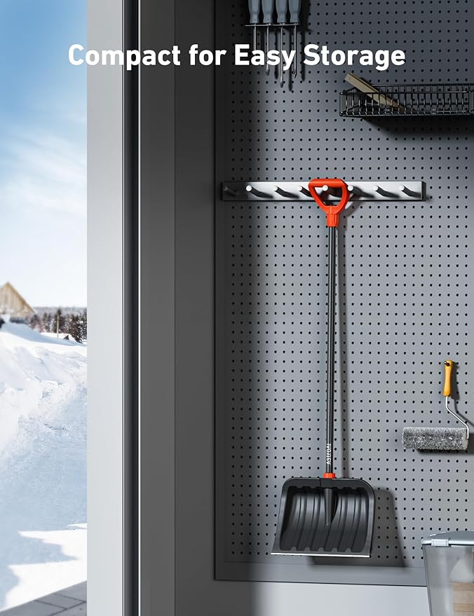 AstroAI 62" Heavy-Duty Snow Shovel for Driveway with Adjustable Ergonomic D-Shape Handle, 17-Inch Wide Snow Shovel for Car with Stainless Steel Blade, Easily Remove Heavy Snow from Driveway, Yard
