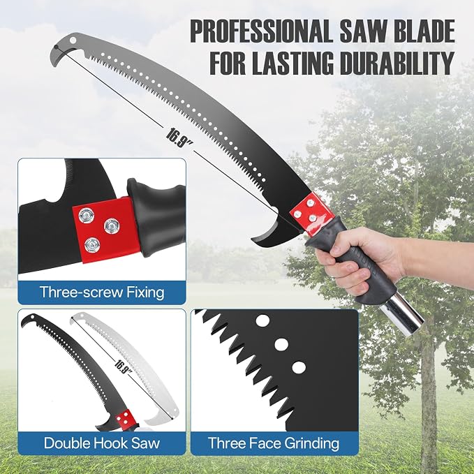 Manual Pole Saw, 7-30FT Pole Saws for Tree Trimming, SK5 and 65 Mn Steel Saw Blades Scissor Pruner Set, Tree Trimmers Long Handle Pruner for Backyard, Garden, Bush Cutting and Pruning of Palm Trees