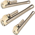 WEDO Non-Sparking Pipe Wrench Set,10" 12" 14",3PCS Spark-Free Straight Plumbing Wrench Set, No Spark Safety Adjustable Spanner, Aluminum Bronze,Corrosion Resistant,DIN/BAM/FM Standard