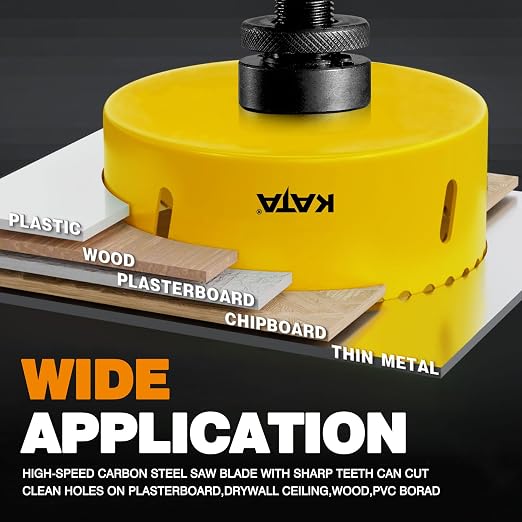 KATA Bi-Metal Hole Saw Kit, 28 Piece M42 Steel Hole Saw Set with 3/4" -4-3/4" (19-121mm), General Purpose Hole Saw Blades in Case with Arbors, Drill Bit, Hex Key for Thin Metal, Hard Wood, Drywall