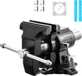 VEVOR Heavy Duty Bench Vise, 5.5" Jaw Width, Double Swivel Rotating Multi-Purpose Bench Vise, with 360° Locking Swivel Base and Head, 2.76" Throat Depth, 5" Max Jaw Opening, for Drilling Pipe Cutting