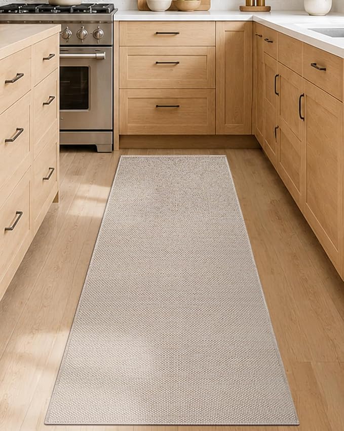 Color&Geometry Kitchen Rugs and Mats Non Slip Washable, Absorbent,Woven Kitchen Runner Rug Easy to Clean Kitchen Floor Mats for in Front of Sink, Laundry Room, Hallway,24"x83", Greige
