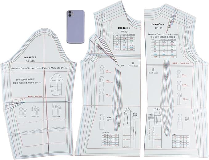 Multi-Size Dressmaking Ruler Dress Pattern Template Easy-to-Use Sewing Tool for Sewing Efficiency