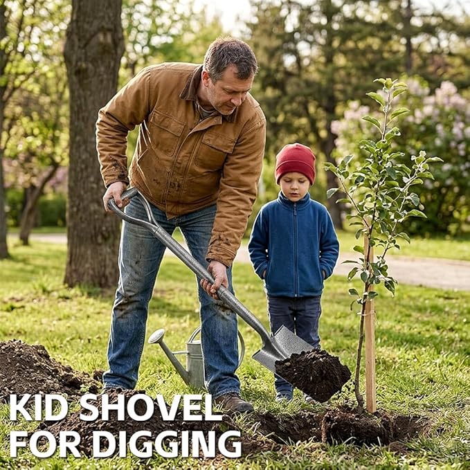 Small Garden Spade - Flat Short Shovels for Digging, Metal D Handle, 30 Inch Mini Hand Shovels, Heavy Duty