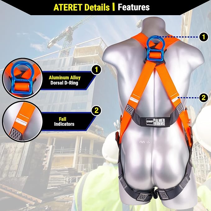 Construction Harness 5 Point Adjustment, Back D-Ring, Grommet Legs, Multiple Styles I OSHA ANSI Compliant