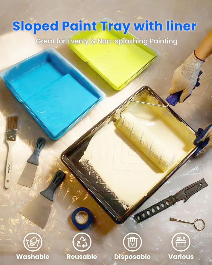 33PCS Paint Roller Kit with Extension Pole | 2–4 FT Pole | 9" & 4" Paint Rollers | Carry Bag | 4 Brushes & Tape | Professional Painting Supplies & Paint Brushes Set for Walls Ceilings and Home