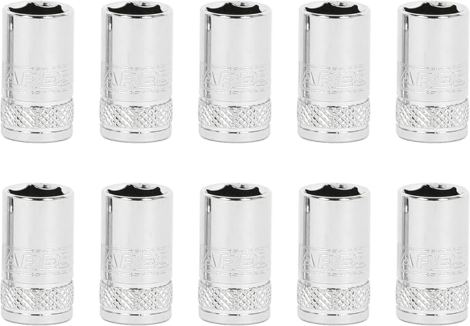 ARES 39018 10-Piece 1/4-Inch Drive 10mm Socket Set | Premium Chrome Vanadium Socket Set Features Knurled Bands for Enhanced Grip