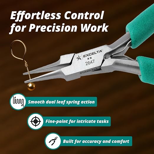 Excelta Precision Stainless Steel Needle Nose Pliers, 4.75 Inch