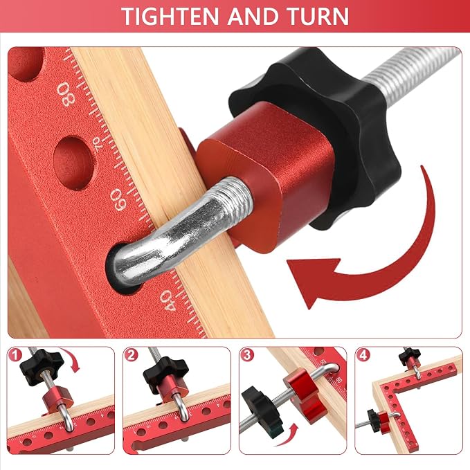 Corner Clamps for Woodworking 2 Pack 5.5"x 5.5" Right Angle Wood Clamps 90 Degree Carpenter Tools Positioning Squares for Frame,Box,Drawer,Cabinets,Gifts for Men Dad Red 2 Pack Set