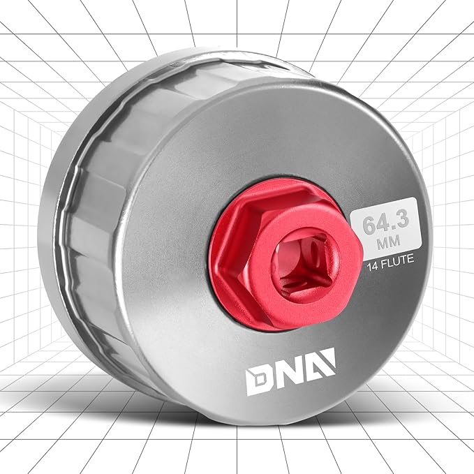 DNA MOTORING Oil Filter Wrench 64.3mm 14 Flute Filter Cap Socket Remover Tool Compatible with Toyota Lexus Scion, Precision CNC Machined Aluminum, TOOLS-00540