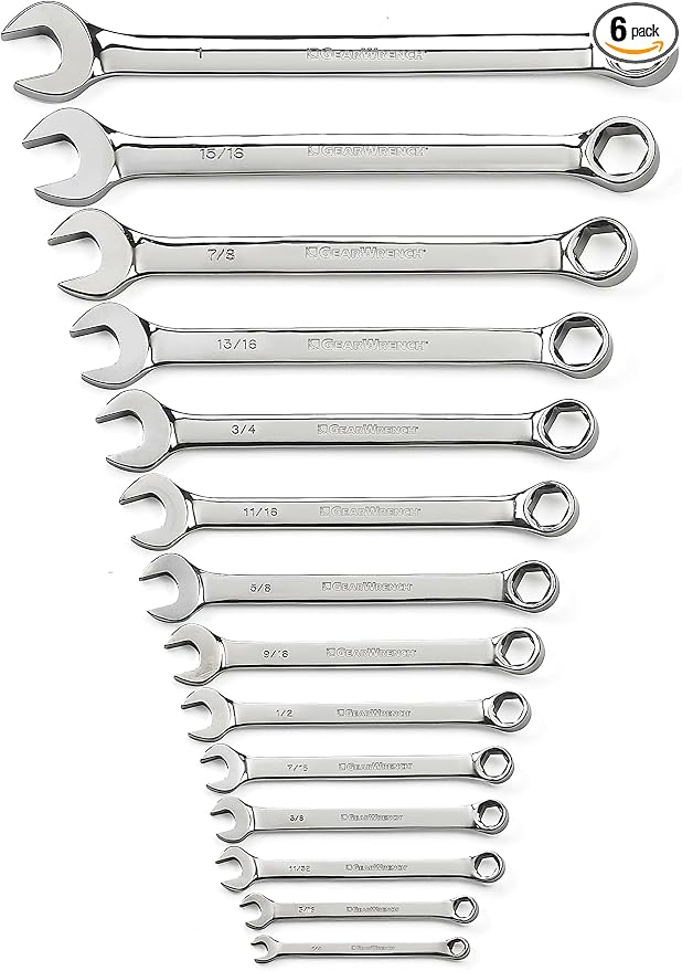 GEARWRENCH 14 Pc. 6 Pt. Combination Wrench Set, SAE - 81924 (Pack of 6)