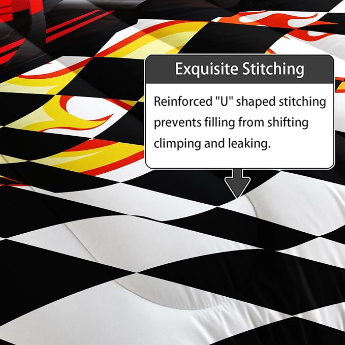 Axolotl Race Car Comforter Set King Size,Extreme Sports Bedding for Boys Teens Kids Girls Room Decor,Car Racing Bedding,Cool Speed Cars Quilt Bed Set with 1 Comforter 2 Pillowcases,Black Red