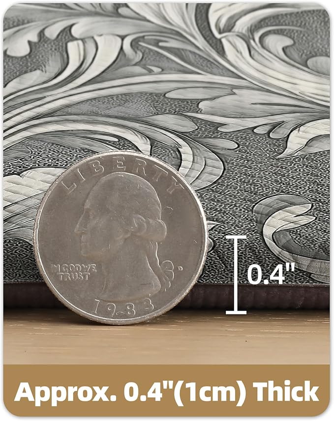 Color&Geometry Floral Kitchen Mat 24"x87", Anti Fatigue Kitchen Mats for Floor, Kitchen Rugs Non Slip, Waterproof & Oil Proof Padded Runner for Standing Desk Office, Sink - Grey