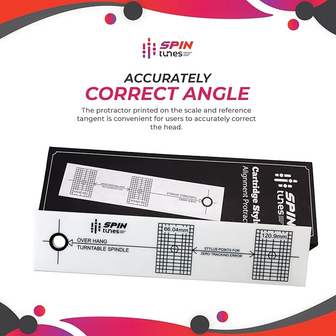 Turntable Phono Cartridge Stylus Alignment Protractor Tool- High Visible Tool for Vinyl Record Precision Calibration- Ensure Accurate Tracking and Sound Quality