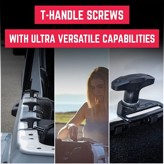 GPCA Quick Release Tie Down Anchor T-Handle M8 25mm for Jeep | Screw with Nuts, Jeep Hardtop Removal, Heavy-Duty Truck Bed, Cargo Tie Down Hooks, 4x4 Off-Road Accessories (6PC, Black)