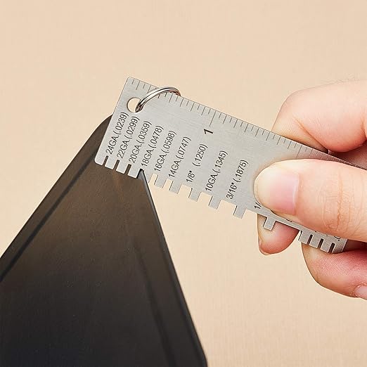 Weewooday 3 Pcs Metal/Wire Sheet Thickness Gauge Tool Portable Stainless Steel Welding One Sided Material Thickness Gauge Plated Size Inspection Tool