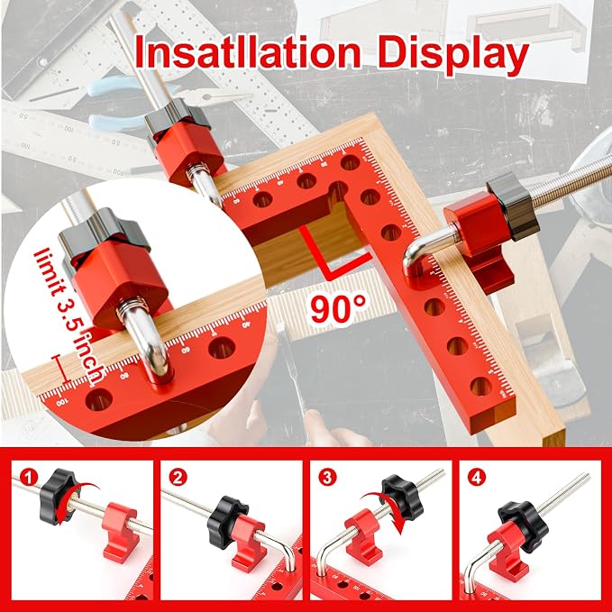 Corner Clamps for Woodworking,4pcs corner clamps With Box, 5.5" Aluminum Alloy 90 degree right angle clamp, Positioning Square Tools for Frame, Cabinets, Drawers,Box.