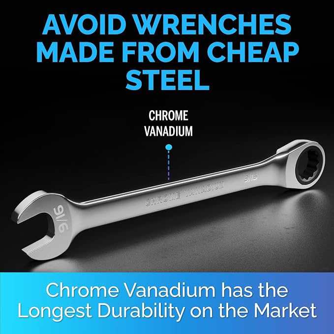 Ratcheting Wrench - Slim Profile - Ratchet Wrench, 9/16" Wrench