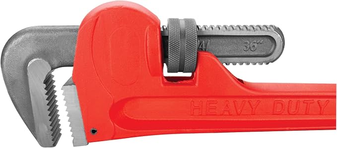 Performance Tool W1133-36B 36 in. Adjustable Steel Pipe Wrench, Red | Heavy duty plumbers wrench. Precision milled and drop forged steel jaws. Durable protective enamel paint