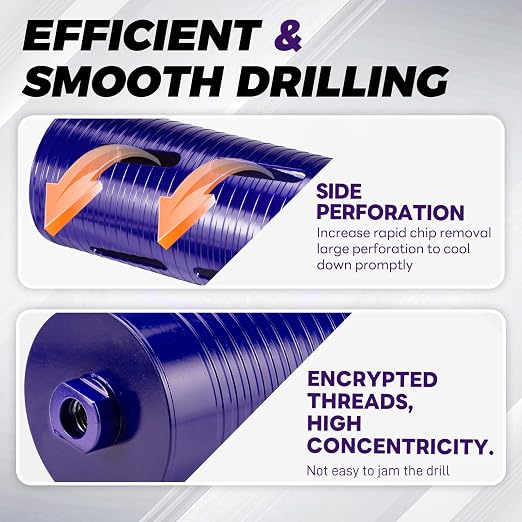 1" Core Drill Bit with Pilot Bit & Adapters(SDS Plus and 1/2" Hex), 5/8"-11 Thread, 9.5" Depth, Upgraded-Welded Segments Diamond Core Bits for Concrete, Masonry, Brick, Stone