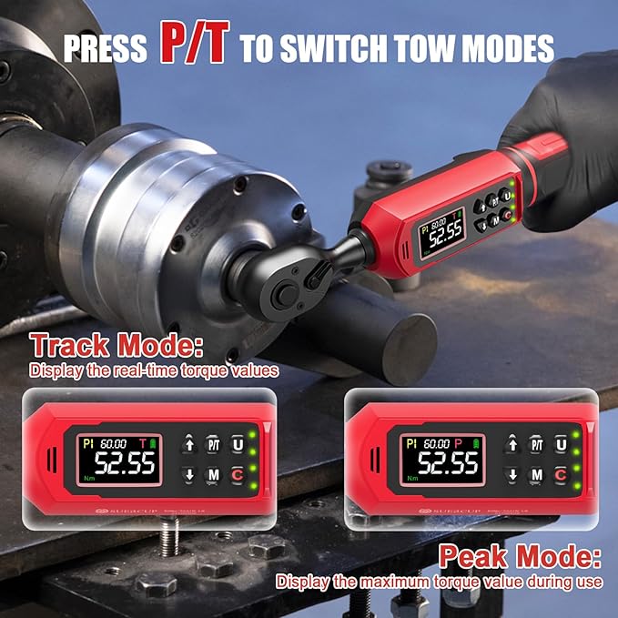 SUERCUP 3/8"&1/2" Digital Torque Wrench Set(0.66-44.29Ft.Lb/0.9-60N.m&3.8-250.8Ft.Lb/5.1-340Nm), ±1% Accuracy with Vibration, Buzzer,LED Notification and Five Units of Measure, for Car,Moto, DIY