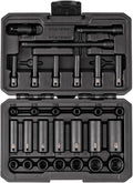 TEKTON 1/4 Inch Drive Impact Socket and Accessory Set, 29-Piece | SID90404 | (5/32 - 11/16 in.), Shallow and Deep, 12-Point, Case