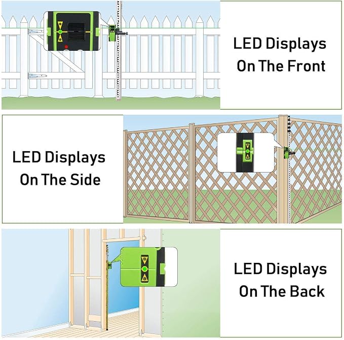 Huepar 4x360 Laser Level Self-leveling 16 Lines Green Beam 4D Cross Line Tiling Floor Tool with Laser Receiver-Horizontal & Vertical Laser Lines with Two Li-ion Batteries and Hard Case-LS04CG & LR-6RG
