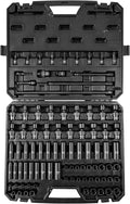 VEVOR Impact Socket Set 3/8" Drive, 90 PCS, CR-MO, SAE 1/4"-3/4" Metric 6-19mm, with Shallow & Deep Sockets, Swivel & E-Torx & Bit socket Sockets, Extension Bars, Adapters, Universal Joint