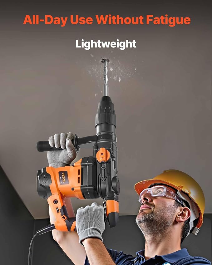 VEVOR 1-9/16 Inch SDS-Max Rotary Hammer Drill, 13Amp Corded Drills, Heavy Duty Chipping Hammers w/Vibration Control & Safety Clutch, Electric Demolition Hammers Variable Speed, Power Tool For Concrete