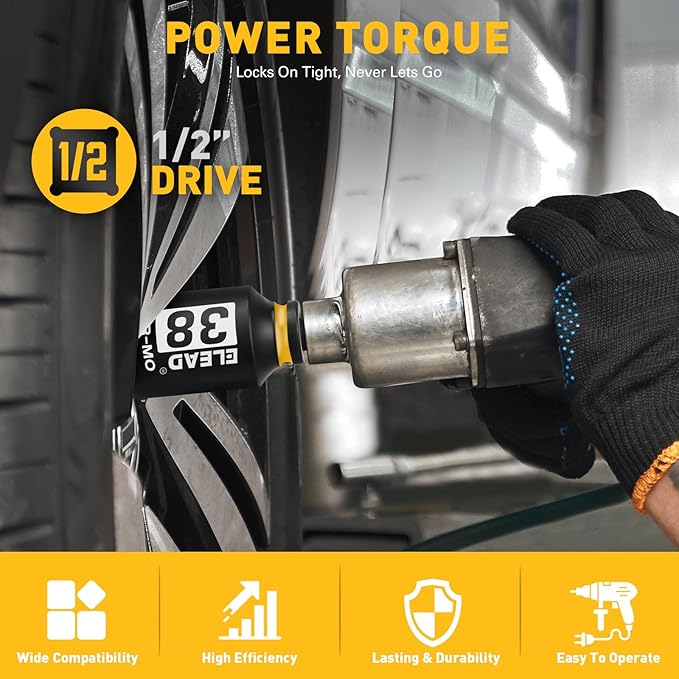 1/2'' Drive Deep Impact Socket Set: 11-Piece Metric Wheel Axle Nut Wrench Large Jumbo 27mm 29mm 30mm 31mm 32mm 33mm 34mm 35mm 36mm 38mm Car Spindle Joint High Torque Truck Bearing Locknut