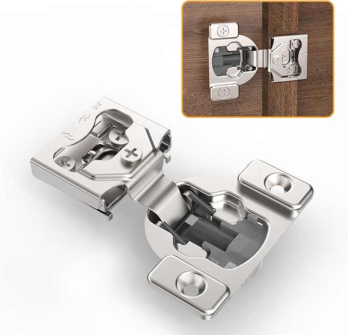 Chibery 10 Pack 3/4" 4D Concealed Hinges for Face Frame Door, Soft Close On/Off Switch, Self Closing, 105° Open Angle Concealed Stainless Steel Hinges for Framed Cabinet, Satin Nickel
