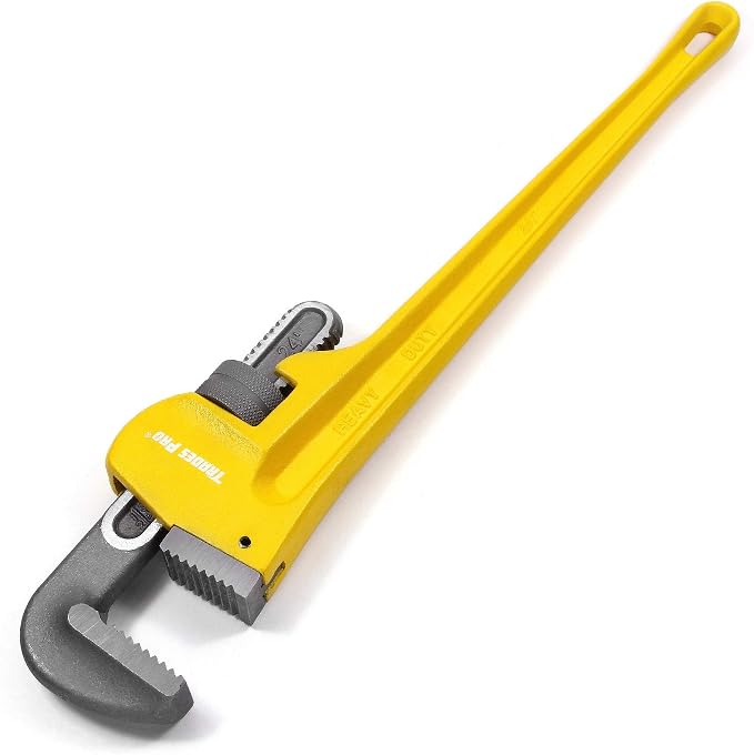 24 Inch Heavy-Duty Pipe Wrench, Adjustable Straight Pipe Plumper Wrench Yellow - 830924