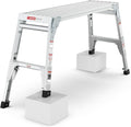 40" Aluminum Folding Work Platform/Step Stool with Telescoping Legs 22" - 27.5" Height Adjustable - 225 lbs, Non-Slip, Portable Ladder Bench for Washing, Painting